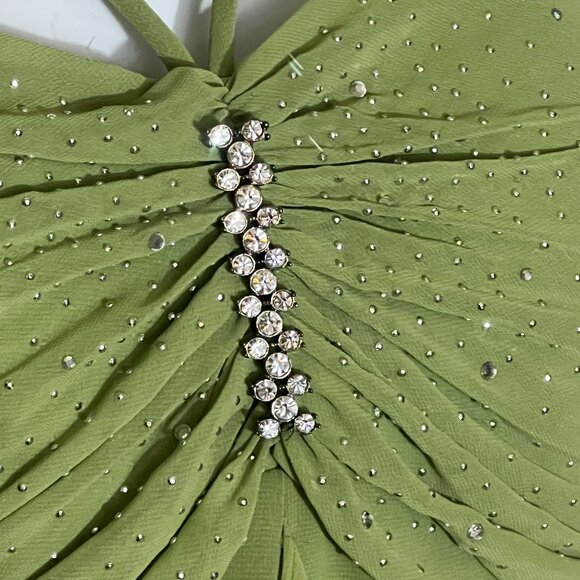 EUREKA Women Prom Dress Spaghetti Straps High Low LG Green with Scarf Polyester - Picture 7 of 8